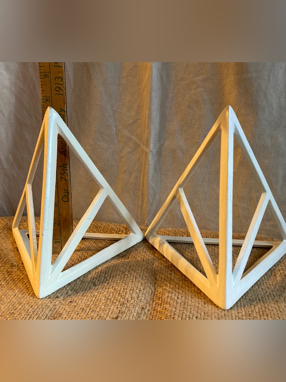 Metal Geometric Pyramids in White